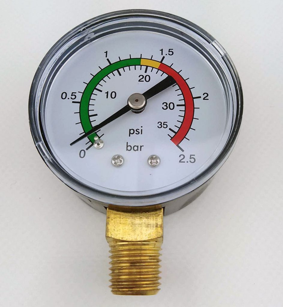 Manomètre Eau Air Huile 0-10 Bar (0-160 PSI) - Manomètre 1/8 BSPT Filetage Arrière